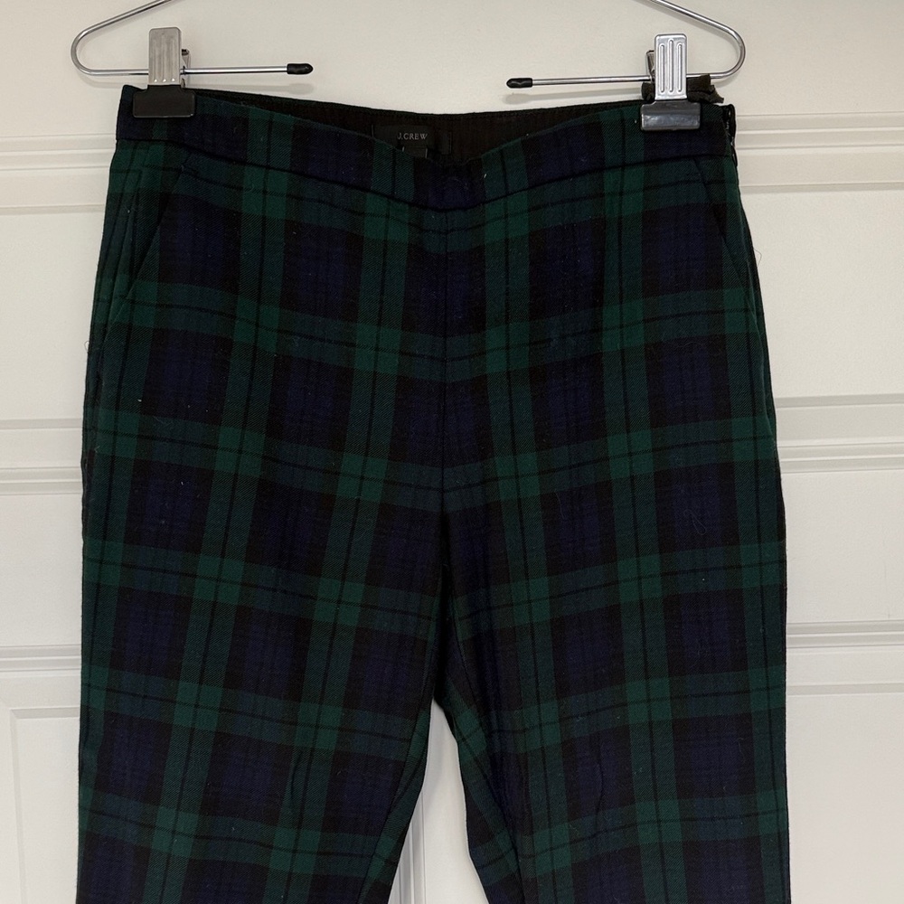 J. Crew Tartan Plaid Trousers in Green and Navy